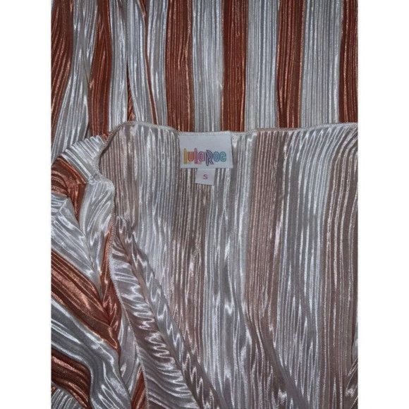 Lularoe Shirley Cover Up Womens Sz Small White Brown Stripes Open Front Kimono - Picture 5 of 6